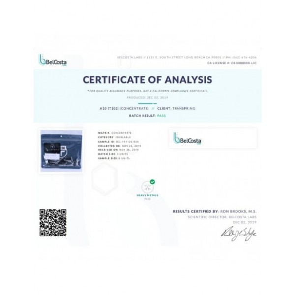 Transpring A10 Ceramic Cartridges & Lab Test Report